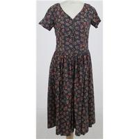 vintage 80s laura ashley size 12 black red floral summer dress