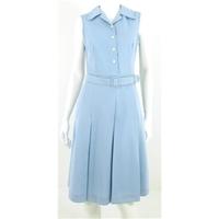 Vintage 1970\'s Butte Knit Size 14 Pastel Blue Belted Shirt Dress