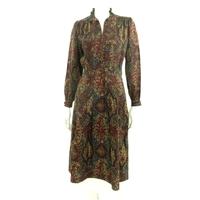 Vintage 1970\'s Hildebrand Liberty Fabric Size 12 Deep Red, Green And Blue Paisley Wool Dress