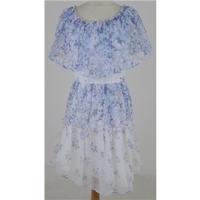 Vintage Berkertex, size S cream & blue floral dress