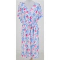 Vintage 80s St Michael Size:18 white blue & pink floral summer dress
