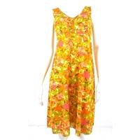 Vintage Unbranded Size S Retro Bright Pink, Orange And Lime Green Abstract Floral Dress