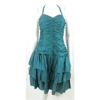 vintage 1980s marielle size s metallic sea green halter neck dress