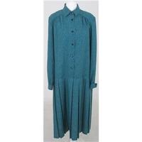 Vintage 70s Eastex Size 14 turquoise patterned shirt-dress