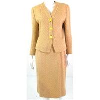 Vintage 1980\'s Aquascutum Size 12 Woven Beige, Cream And Coral Pink Jacket And Skirt Set