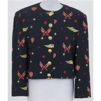 vintage 80s mondi size 12 navy jacket with gold red embroidery