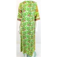 vintage harrods size l green mix paisley print dress
