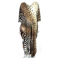 Vintage Rose Marie Reid Animal Print Maxi Kaftan Chestnut Brown, Taupe and Oyster Ombre