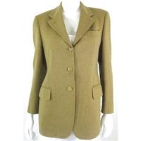 Vintage 1980\'s Aquascutum Size 12 Woven Wool Sandy Brown And Cream Herringbone Jacket