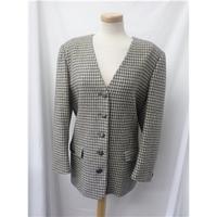 Vintage Jaeger Designer Jacket- Size: 18 - Cream/Grey - 100% Wool