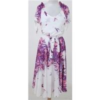 vintage 80s sizem white purple summer dress