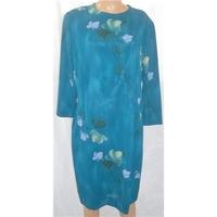 Vintage Large Teal Green Floral Patterned Dress