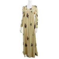 Vintage 1970\'s Ossie Clark For Radley Ivory Maxi Long Dress With Celia Birtwell Print