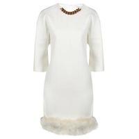 victoria beckham long sleeve feather mini dress