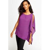 violet sheer box one shoulder top