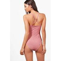 Viola Strappy Back Ribbed Bodysuit - rose