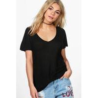 Viscose Rib Basic T-Shirt - black