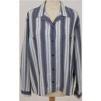 vintage 1980s daks size l blue and white striped shirt
