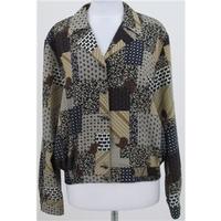 Vintage 80\'s Cachet size 16 navy & brown print blouse