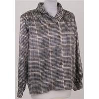 Vintage 80\'s Alexon, size 10 brown & black checked silky blouse