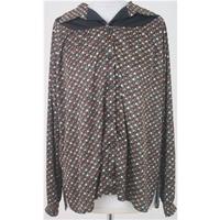 Vintage 80\'s Evans, size 24 black mix leaf print blouse