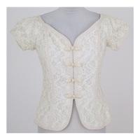 vintage 80s laura phillips size s cream lace effect evening top