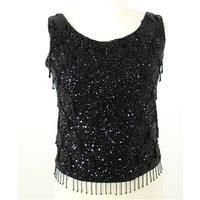 Vintage 1960s Size 8 Black Fully Sequinned and Beaded Art Deco Tassel Top