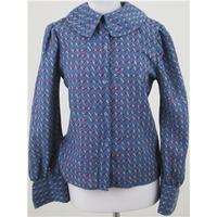 Vintage 80\'s Next, size 12 blue & burgundy patterned blouse