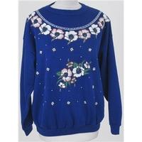 vintage 80s jrl size m blue sweatshirt with flowers