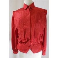 vintage vivere size 12 red satin feel blouse