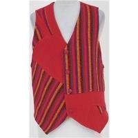 Vintage 80\'s Elizabeth M, size S red woven wool waistcoat