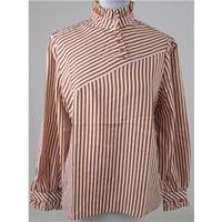 Vintage 80\'s Lorraine Chase Collection, size 14 brown & white striped blouse