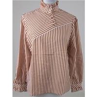 vintage 80s lorraine chase collection size 14 brown white striped blou ...