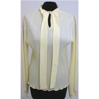 Vintage Danby Size 12 White Pleated Style Long Sleeved Top With Neck Tie Detail