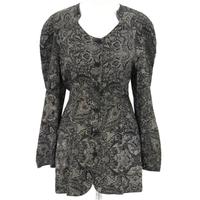 Vintage Mariella Burani size 10 black silk floral print longline blouse