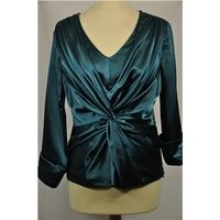 vibrant teal satiny 34 sleeve top by joseph ribkoff size 12 green blou ...