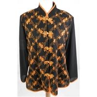 vintage flyover size 14 black and orange lightweight blouse