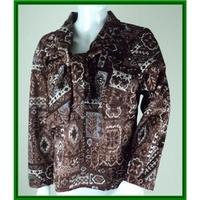 vintage unbranded size 16 brown patterned shawl collar blouse
