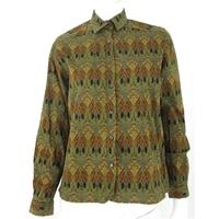 Vintage 1990\'s Thomas And Jonathan Of Canterbury Size 10 Pale Green And Orange Art Deco Floral Shirt