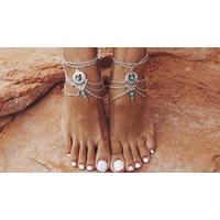 vintage style anklet with turquoise beads