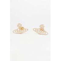 Vivienne Westwood Thin Lines Flat Orb Silver Stud Earrings, GOLD