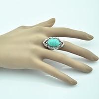 Vintage Female Turquoise Adjustable Ring (Green)(1pcs)