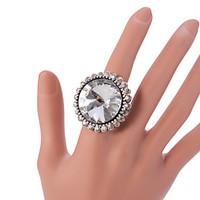 vintage style silver statemenr rhinestone crystal adjustable ring