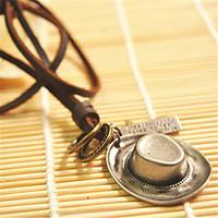 Vilam Cowboy Hat Leather Necklace Copper Necklace Pendant Necklaces Sports 1pc