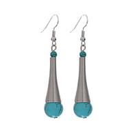 vintage bohemia style silver plated elasticity long turquoise earrings ...