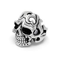 Vintage Domineering Punk Skull Ring for Man Offbeat Anger Fire Skeleton Men\'s Rings Halloween Birthday Christmas Jewelry Gifts