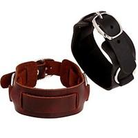 Vintage Punk Contracted Genuine Leather Men\'s Bracelets (1pc, Black/Brown)