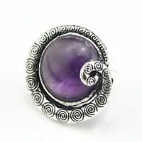 Vintage Antique Silver Lava Amethyst Turquoise Tiger Stone Snail Adjustable Free Size Ring(1PC)