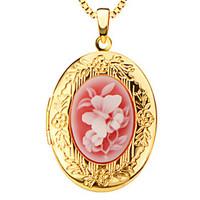 Vintage Oval Locket Pendants Jewelry 18k Gold Plated Put in Solid Perfume or Pictures Necklace Pendant P30028