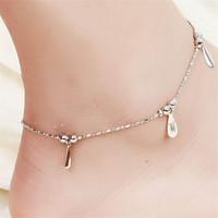 Vilam Hot Girl Ankle Bracelet Bead Chain Elegant Silver Waterdrop Charm Beads Beach Anklet Foot Jewelry